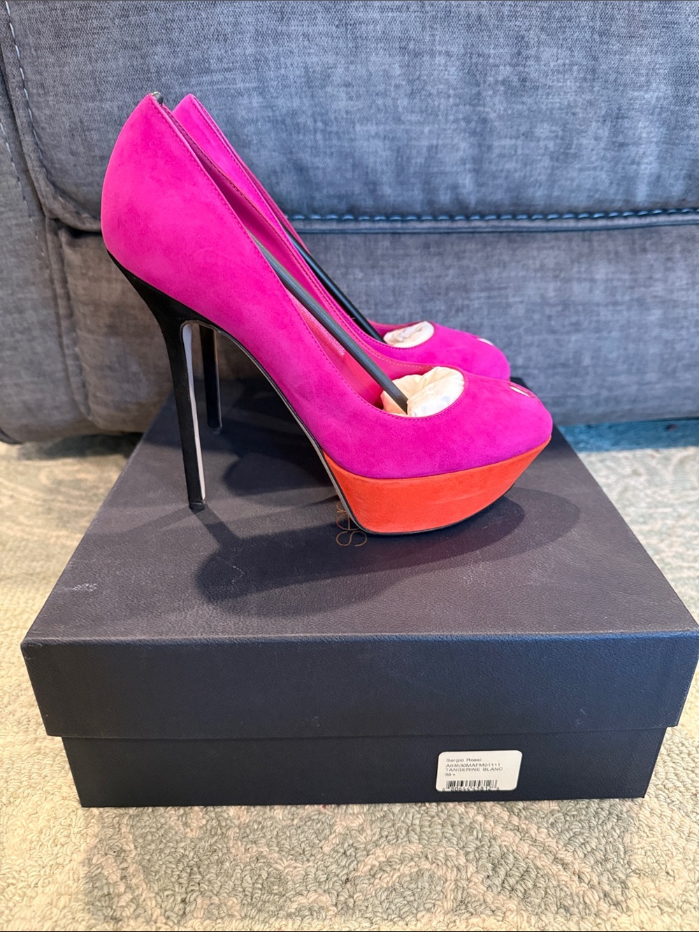 Sergio Rossi royal tricolor scarpe Donna heel 39.5